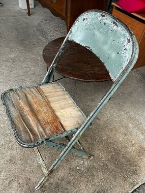 🔥✨Clarin Folding Metal Wood Chair 1950's 1960's VTG MCM Rare Find Decor 😍🔥